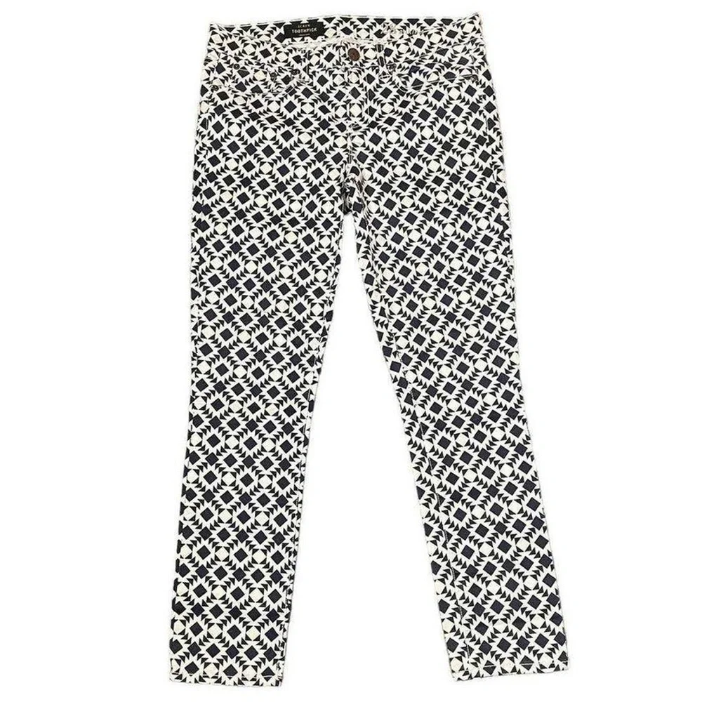 J.CREW Toothpick Skinny Pant in Geometric Kilim Print • Size 28 Art Pop Vibe